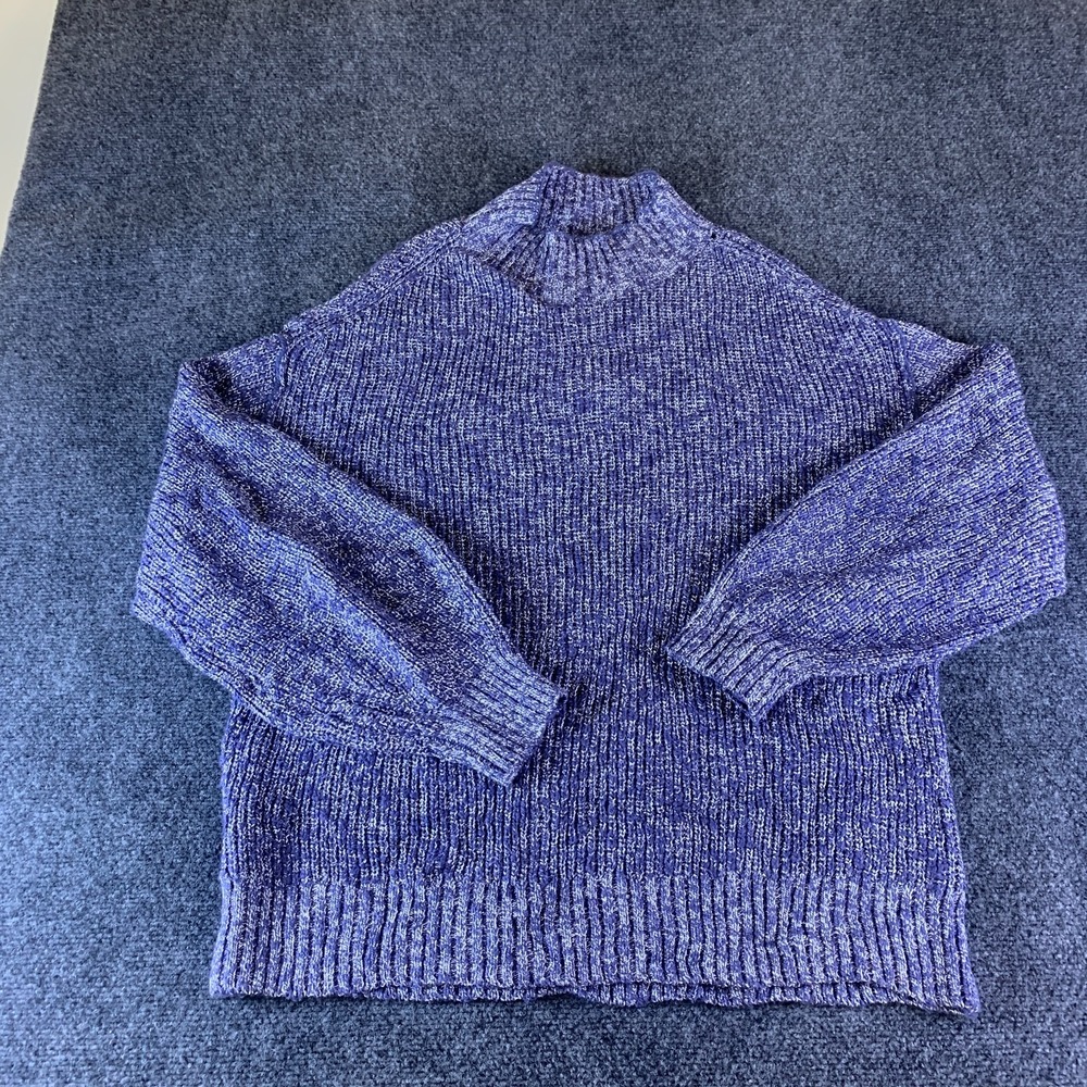 Aerie Find Happy Everywhere Sweater Women XL Purple Ribbed Knit Mock Neck Winter